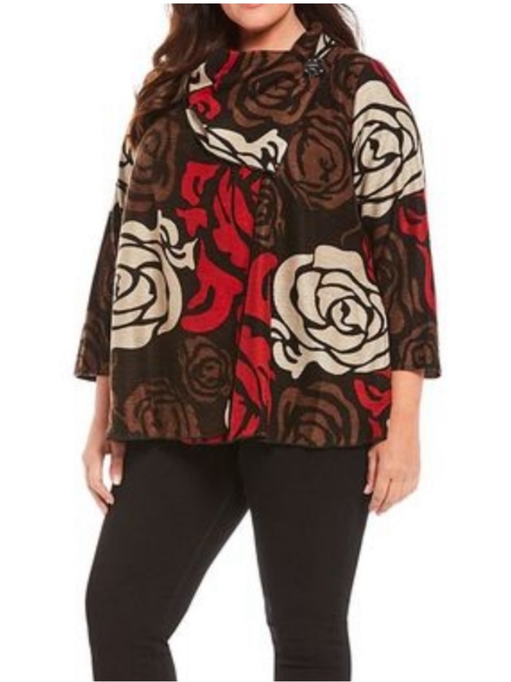 NWT Ali Miles Floral Swing Wrap Collar Jacket Size 3X